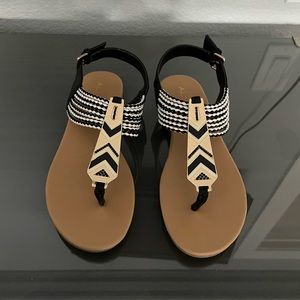 ALDO Gold, Black & White Sandals